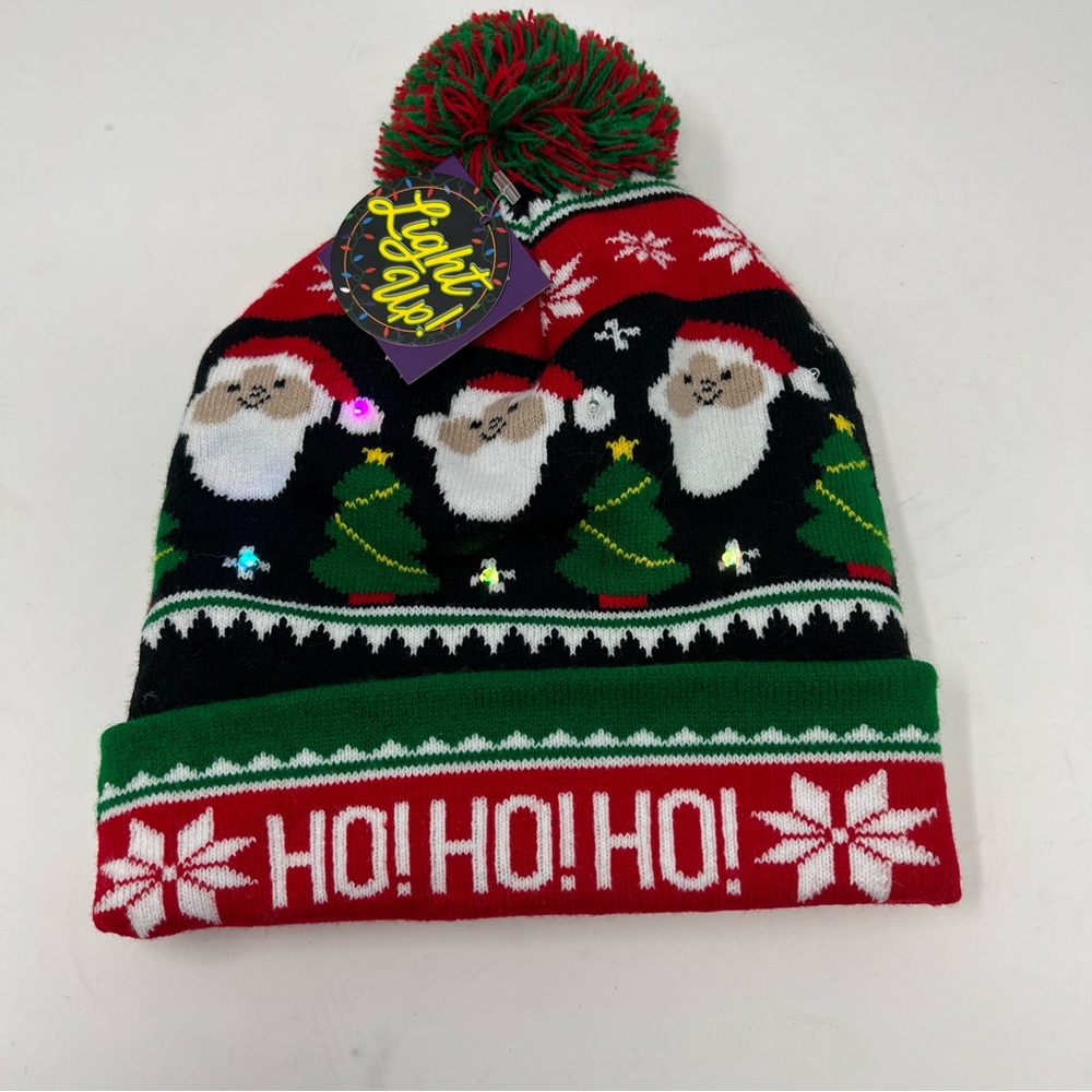 NEW Holiday Llama Santa Light Up Beanie Stocking Cap Twinkle